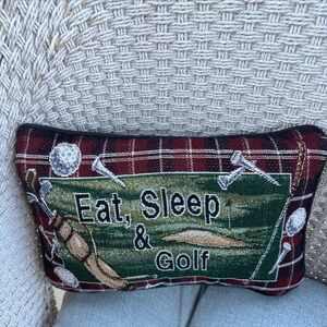Eat Sleep Golf Accent Pillow – Tapestry Throw Cushion 12"x8" Golf Decor